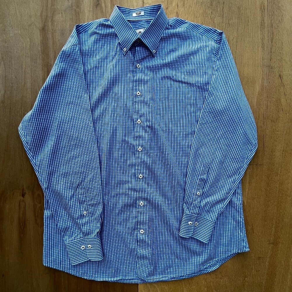PETER MILLAR SEASIDE FINISH GINGHAM PLAID CHECK LONG SLEEVE DRESS SHIRT MEN’S XL